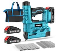 SEESII Pistola de Clavos Inalámbrica, Clavadora Eléctrica Brad 18 Gauge con 2 X Baterías 2.0Ah y 1000pcs de Clavos y Grapas, Profundidad de Clavado Ajustable, Clavadora/Grapadora 2 en 1