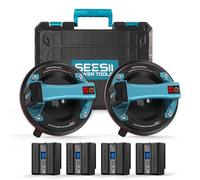 Seesii Ventosas Eléctricas para Cristal, 2 Piezas 200mm Ventosas de Vacío con 4x Baterías 2400mAh, Pantalla LCD, Carga Máx. 270 kg - Professional Ventosa para Azulejos, Madera, Pisos y Cargas Pesadas