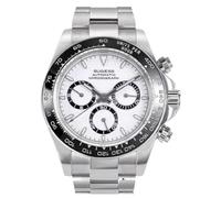 Seestern Sugess S418-2 - Reloj cronógrafo automático de acero negro y blanco de cerámica para hombre, turquesa, Pulsera