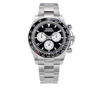 Seestern Sugess S418-2 - Reloj cronógrafo Panda automático de acero negro blanco zafiro cerámica para hombre
