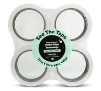 SeeTheTape Cellotape (4 rollos), 66 m x 24 mm, cinta supertransparente, duradera, extralarga, 50 micras de grosor, tecnología de borde visible aprobada por patente, borde transparente y visible