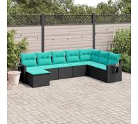 Seeye Juego de sofás de ratán negro de 8 piezas para una vida relajada al aire libre, cojines cómodos y diseño modular, reuniones