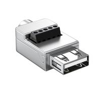 Sefdrert Adaptador USB 2.0 Sin Soldadura, Carcasa Metálica, Bloque de Terminales USB 2.0, Conector de Datos, Conector Hembra de Placa de Terminales de Tornillo USB.