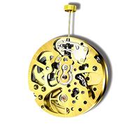 Sefdrert Movimiento de esqueleto de color dorado 2003, ajuste de péndulo ordinario, de radiación, movimiento totalmente automático del reloj, dorado