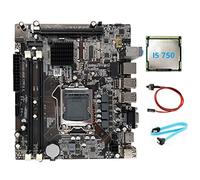 Sefdrert Placa base H55 compatible con I3 530 I5 760 Series CPU DDR3 placa base + CPU I5 750 + cable de conmutación + cable