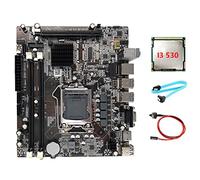 Sefdrert Placa base H55 LGA1156 compatible con I3 530 I5 serie 760 CPU DDR3 placa base + CPU I3 530 + cable + cable de interruptor