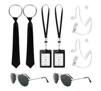 SEFIRST 10 Pzs MIB Agente Disfraz Accesorios, Disfraz Vigilante Seguridad | Disfraz Fbi, Men in Black Disfraz, Servicio Secreto Juego de Disfraces Espía Accesorios, Para Hombres Mujeres