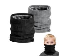 SEFIRST 2 Piezas Tubos de Invierno para Niños, Bufanda de Tubo de Esquí, Bucle, Calentador de Cuello, Térmica Resistente al Viento para Ciclismo, Negro Gris Claro