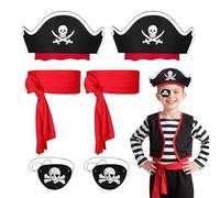 SEFIRST 6 Piezas Disfraz Pirata Niño, Accesorios para Disfraz de Piratas para Mujer Hombre, Parche de Ojo Pirata Cinturón Sombrero, Complementos Piratas para Halloween Carnaval Fiesta Cosplay