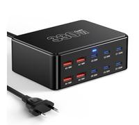 Sefitopher 330 W USB C cargador, PD 100 W cargador rápido de 10 puertos GaN III estación de carga, USB-C fuente de alimentación GaN Charger para MacBook Pro/Air, portátil, iPhone 17/16 Pro/iPad