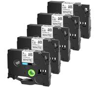 SEFNPOME 5pk Negro en Blanco Cinta de Etiqueta de 9 mm Compatible con tze-fx21 ID Flexible Cassette de Cartucho Laminado para impresoras de Etiquetas
