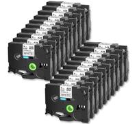 SEFNPOME Cinta de Etiqueta Flexible de 20pk 6/9/12/18/24 mm Compatible con TZE-FX231 Black on White Yellow Label para Fabricantes de Etiquetas(20PK 9mm)