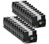 SEFNPOME Cinta de Etiqueta Flexible de 20pk 6/9/12/18/24 mm Compatible con TZE-FX231 Black on White Yellow Label para Fabricantes de Etiquetas(20PK 24mm)