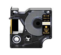 SEFNPOME Cinta de Etiqueta Negra de 6-24 mm en Blanca Compatible con D1 45013 45803 Cinter para la Etiqueta Manager 350 450D 200 Etiqueta de Etiqueta(Gold on Black)