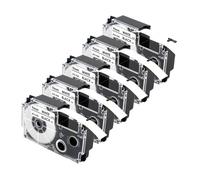 SEFNPOME Cinta de Etiqueta White Black on White XR-9WE 1/5/10pk Funciona con KL-60 KL-100 KL-120 KL-750 KL-1500 Etiqueta de Etiqueta Cinta de Etiqueta Compatible para etiquetar(5PK-Black on White)