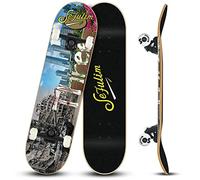 Sefulim 31 x 8 Pulgadas monopatín Conjunto Completo de 7 Plantas Arce Canadiense Doble Patera Crucero Cóncavo monopatín acrobático niño niña Adolescente Adulto Principiante