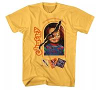 SEFxd22WSA Childs Play Chucky Wants You as a Best Friend Men's T Shirt Horror Movie Yellow 3XL