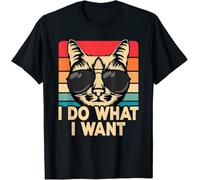 SEFxd22WSA I Do What I Want Funny Cat Lover Retro Cat T-Shirt Black S