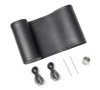 SEG Direct Cubierta de Volante de Cuero Genuino, Cosida, Ajuste Universal para Ruedas de Coche de 37 a 39 cm, Costura a Mano en Cuero Transpirable de Vaca, Negro