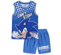 SEGA Sonic the Hedgehog - Conjunto de camiseta sin mangas y pantalón corto de malla para niños grandes, Azul, 4