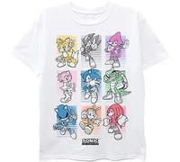SEGA The Hedgehog Short Sleeve tee-Sonic, Tails, Knuckles Camiseta, Blanco, 14-16 para Niños