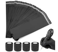 Segbeauty Bolsas Máquina Tatuaje, 200 Piezas 6.5 x 21cm Fundas para Máquinas de Tatuar con 4 Cintas de Agarre, Tattoo Pen Bolsas para Accesorios Tatuaje (Negro)