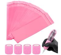 Segbeauty Bolsas para Bolígrafos de Tatuaje, 200 Piezas 6.5 x 21cm Fundas para Máquinas de Tatuar con 4 Tattoo Grip Tape, Tattoo Máquinas Bolsas Desechable (Rosa)