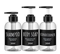 Segbeauty Botellas dispensadoras de 3 Piezas para baño, 300 ml Botellas de Bomba de Recarga para jabón Corporal líquido champú acondicionador Gel de Ducha Hotel plástico Prensa loción dispensador