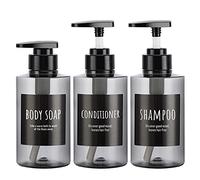 Segbeauty - Botellas vacías para champú, dispensador de plástico de 10.1 onzas, 3 Botellas Recargables de 300 ml para Ducha, Botellas de Bomba Grises para jabón Corporal, champú, acondicionador de