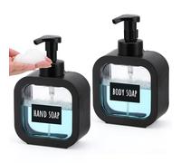 Segbeauty Botes para Gel y Champu, 2 Piezas 500ml Dispensador Espuma, Dispensador Espuma Jabon Manual, Dispensador Jabon Baño Negro, Soap Dispenser con Etiquetas