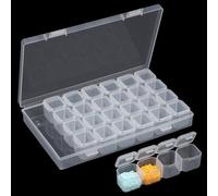 Segbeauty Caja Compartimentos, Cajas Organizadoras de 28 Compartimentos, Cajas de Accesorios para Pintura Diamantes, Caja Transparente para Manicuras, Aretes, Cuentas