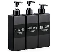 Segbeauty Dispensador de champú y acondicionador Recargable, 3 Botellas de Ducha de 16.9 onzas, dispensador de jabón con Etiquetas, dispensador de Botellas cuadradas de plástico vacío de 500 ml,