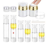 Segbeauty Dispensador de Crema Facial, 2 Piezas 30g Tarro de Crema Airless, 6 Piezas Botellas de Loción al Vacío in 15ml 30ml 50ml, y 2 Piezas 5g Tarros Cosméticos para Viaje