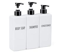 Segbeauty Dispensador de Jabón Blanco Champu, 3 Piezas 500ml Recargable Botella de Bomba de loción líquido, con Etiqueta Impermeable, para Baño, Hoteles