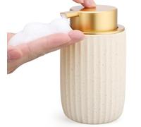 Segbeauty Dispensador Espuma, 320ml Dispensador Jabon Espuma, Botes para Gel y Champu, Soap Dispenser con Gran Cabeza de Bomba, para Encimera Cocina (Beige, Cerámica)