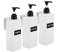 Segbeauty Dispensador Gel y Champu Ducha, Dispensador Jabon Pared, 3 Piezas 500ml Soap Dispenser Reutilizable con Etiquetas, para Baño y Cocina
