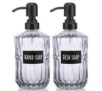 Segbeauty Dispensador Jabon Baño, 2 Piezas 450ml Dispensador Jabon Cristal, Botes para Gel y Champu, Jabonera Baño Dosificador con Bomba de Acero Inoxidable