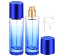 Segbeauty Dispensador Perfume Viaje, 2 Piezas 30ml Atomizador Perfume, Recargable y Portátil, Botella Pulverizador con Cabezale de Bomba, Embudo, Gotero (Azul)