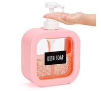 Segbeauty Dosificador Jabon Baño, 1 Pieza 500ml Dispensador Gel y Champu Ducha, Dispensador Jabon Ducha De Plastico, Jabonera Baño Dosificador con Etiquetas, Accesorios Baño (Rosa)