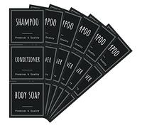 Segbeauty Etiqueta para Dispensador de Jabón de Baño, Pegatina en Botella de Bomba, 18 Piezas Etiqueta Autoadhesiva Impermeable Impresa Shampoo, Conditioner, Body Soap, Negra Cuadrada