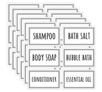 Segbeauty Etiquetas para Dispensador de Jabón, Pegatina en Botella de Champú, 36 Piezas Preimpresas Etiquetas para Gel de Ducha, Aceite Esencial, Sal de Baño (5cm x 3cm)