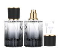 Segbeauty Frasco Perfume Recargable, 2 Piezas 50ml Atomizador Perfume, Vacío, Portátil y Reutilizable, con Cabezale de Bomba, Embudo, Gotero (Negro Gradiente)