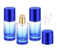 Segbeauty Frasco Perfume Recargable, 3 Piezas 20ml Bote de Perfume, Bote Colonia de Vidrio, con Cabezale de Bomba, Embudo y Gotero, Viajes Accesorios (Azul)