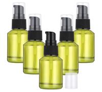 Segbeauty Frascos Viaje de Vidrio, 5 Piezas 30ml Botellitas Pequeñas Verde para Rellenar, Botes Rellenables Viaje con Bomba Negra, para Gel y Champu, Base Líquida