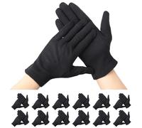 Segbeauty Guantes Algodon Dermatologicos, 12 Pares Guantes Algodon Dermatitis Negros, para Inspección de Joyas, Dormir Durante la Noche Curar Eczema, Trabajo Diario (L)