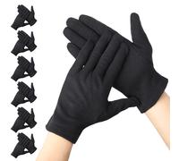 Segbeauty Guantes Hidratantes Manos, 6 Pares Guantes 100 Algodon Lavable, Negros, Reutilizables y Cómodos, para Dormir con las Manos Secas, Eczema, Belleza (L)
