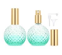 Segbeauty Perfumador Recargable, 2 Piezas 100ml Dispensador Perfume Viaje, con Cabezale de Bomba, Embudo y Gotero, Bote Colonia Portátil, para Regalo (Verde)
