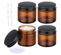 Segbeauty Recipientes de Vidrio Marrón, 4 Piezas 60g Tarro Vacío Crema de Viaje, Tarros de Ámbar con Tapa, Protección UV, para Crema Facial, Lociones, Aceites Esenciales