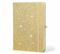 Segfly Sparkle A5 Lined Notebook, Glitter Hardcover Journal with Elastic Band, 192 Pages 80gsm Thick Paper for Note Taking School Office Home Business, Gold