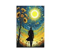 SEGFUGS Póster decorativo de El hombre caminando hacia el sol, lienzo decorativo para pared e impresión artística moderna para decoración de dormitorio familiar, 20 x 30 cm